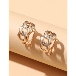 Small Gold Ear Hugger Chain Earrings LINK HOOPS CUTE GIFT‎ EIGHTIES RETRO LUXURY